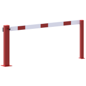 Compact hand barrier | without fixed support post | clear width: 2000 mm | for padlock | hot-dip galvanized and coated red / white